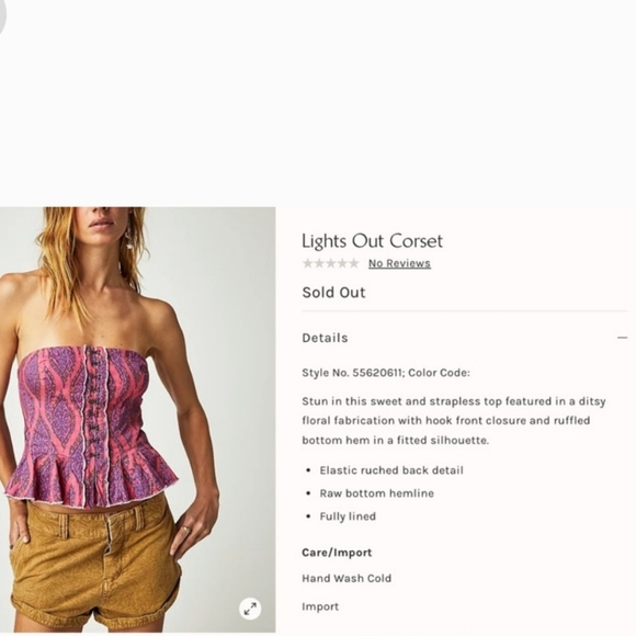 Nwot Free People Lights out corset Pink Extra Large - Picture 4 of 8